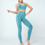 Women Seamless Yoga Set Women Gym Clothes Tank Crop Top Hollow Out