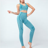 Women Seamless Yoga Set Women Gym Clothes Tank Crop Top Hollow Out