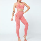 Women Seamless Yoga Set Women Gym Clothes Tank Crop Top Hollow Out