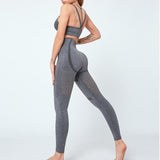 Women Seamless Yoga Set Women Gym Clothes Tank Crop Top Hollow Out