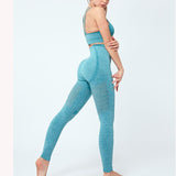 Women Seamless Yoga Set Women Gym Clothes Tank Crop Top Hollow Out