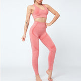 Women Seamless Yoga Set Women Gym Clothes Tank Crop Top Hollow Out