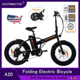 AOSTIRMOTOR Electric Bike 36V 500W Mountain Bike Snow Bike Folding Ebike Electric Bicycle 4.0 Fat Tire ebike Lithium Battery