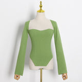 TWOTWINSTYLE White Side Split Knitted Women's Sweater Square Collar Long Sleeve Sweaters Female Autumn Fashion New Clothes 2022
