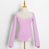 TWOTWINSTYLE White Side Split Knitted Women's Sweater Square Collar Long Sleeve Sweaters Female Autumn Fashion New Clothes 2022