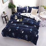 Solstice Home Textile Cyan Cute Cat Kitty Duvet Cover Pillow Case Bed Sheet Boy Kid Teen Girl Bedding Linens Set King Queen Twin