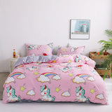 Solstice Home Textile Cyan Cute Cat Kitty Duvet Cover Pillow Case Bed Sheet Boy Kid Teen Girl Bedding Linens Set King Queen Twin