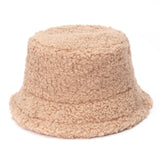 Lamb Faux Fur Bucket Hat Thickened Warm Teddy Velvet Winter Hats For Women Lady Bob  Panama Outdoor Plush Fisherman Hat