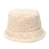 Lamb Faux Fur Bucket Hat Thickened Warm Teddy Velvet Winter Hats For Women Lady Bob  Panama Outdoor Plush Fisherman Hat