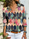 Fashion long-sleeved women's shirt casual printing plus size shirt ladies top