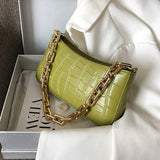 Stone Pattern PU Leather Armpit Bag For Women 2021 Solid Color Chain Shoulder Handbags Female Travel Fashion  Hand Bag