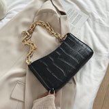 Stone Pattern PU Leather Armpit Bag For Women 2021 Solid Color Chain Shoulder Handbags Female Travel Fashion  Hand Bag