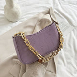 Stone Pattern PU Leather Armpit Bag For Women 2021 Solid Color Chain Shoulder Handbags Female Travel Fashion  Hand Bag