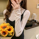 Size M-3XL Girls Mesh Blouses Shirts Tees Female Autumn Transparent Full Sleeve Turtleneck Thin Blouse Tops Undershirts Women