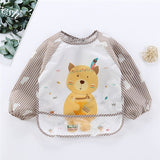 Baby Kids Toddler Long Sleeve Scarf Waterproof Art Smock Feeding Bib Apron Pocket Infant Boys Girls Burp Cloth Banana Bibs