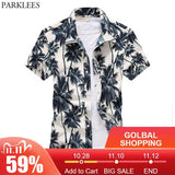 Palm Tree Printed Hawaiian Beach Shirt for Men 2019 Summer Short Sleeve 5XL Aloha Shirts Mens Holiday Vacation Clothing Chemise - shopwishi 