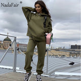 Nadafair Two Piece Set 2020 Autumn Winter Tracksuit Women's Hooded Sweatshirt And Pants Casual 2Piece Outfits Woman Sport Suit