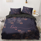 3D Black Bedding Sets Duvet/Quilt/Comforter Cover Set Bed Linen Pillowcase King Queen 245x210cm Size Only Gold Design Printed
