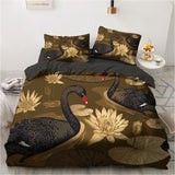 3D Black Bedding Sets Duvet/Quilt/Comforter Cover Set Bed Linen Pillowcase King Queen 245x210cm Size Only Gold Design Printed