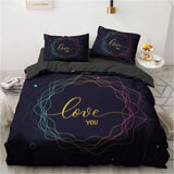 3D Black Bedding Sets Duvet/Quilt/Comforter Cover Set Bed Linen Pillowcase King Queen 245x210cm Size Only Gold Design Printed