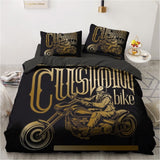 3D Black Bedding Sets Duvet/Quilt/Comforter Cover Set Bed Linen Pillowcase King Queen 245x210cm Size Only Gold Design Printed