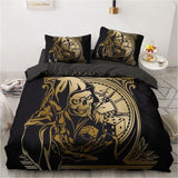 3D Black Bedding Sets Duvet/Quilt/Comforter Cover Set Bed Linen Pillowcase King Queen 245x210cm Size Only Gold Design Printed