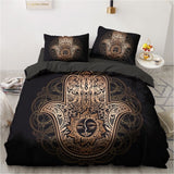 3D Black Bedding Sets Duvet/Quilt/Comforter Cover Set Bed Linen Pillowcase King Queen 245x210cm Size Only Gold Design Printed
