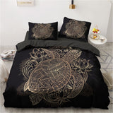 3D Black Bedding Sets Duvet/Quilt/Comforter Cover Set Bed Linen Pillowcase King Queen 245x210cm Size Only Gold Design Printed
