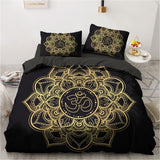 3D Black Bedding Sets Duvet/Quilt/Comforter Cover Set Bed Linen Pillowcase King Queen 245x210cm Size Only Gold Design Printed