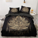 3D Black Bedding Sets Duvet/Quilt/Comforter Cover Set Bed Linen Pillowcase King Queen 245x210cm Size Only Gold Design Printed