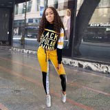Autumn Letter Print Two Piece Tracksuit Set Women Color Patchwork