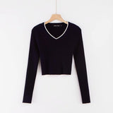 Vintage blouse women long sleeve crop top streetwear