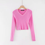 Vintage blouse women long sleeve crop top streetwear