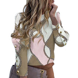 JODIMITTY V-Neck Casual Long-Sleeve Chiffon Blouse