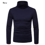 Men's Sweaters Winter Autumn Turtleneck Long Sleeve Plain Stretch Kintted Pullovers Basic Tops Slim Fit Fashion Mens Sweater