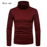 Men's Sweaters Winter Autumn Turtleneck Long Sleeve Plain Stretch Kintted Pullovers Basic Tops Slim Fit Fashion Mens Sweater