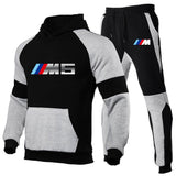 2020 new2 Pieces Sets Tracksuit BMW printing Men Hooded Sweatshirt+pants Pullover Hoodie Sportwear Suit   Casual Men Clothes