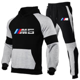 2020 new2 Pieces Sets Tracksuit BMW printing Men Hooded Sweatshirt+pants Pullover Hoodie Sportwear Suit   Casual Men Clothes