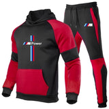 2020 new2 Pieces Sets Tracksuit BMW printing Men Hooded Sweatshirt+pants Pullover Hoodie Sportwear Suit   Casual Men Clothes