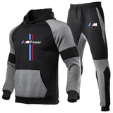 2020 new2 Pieces Sets Tracksuit BMW printing Men Hooded Sweatshirt+pants Pullover Hoodie Sportwear Suit   Casual Men Clothes