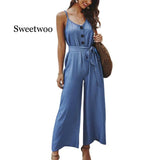 Summer Sleeveless Jumpsuit Women Lace Up Casual Jumpsuit Romper Elegant Office Loose Ladies Solid Color Overalls bodysuit