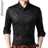 Casual Slim Fit Long Sleeve Men Shirt Social Streetwear Clothes - shopwishi 