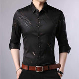 Casual Slim Fit Long Sleeve Men Shirt Social Streetwear Clothes - shopwishi 