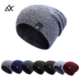 Mixed Color Baggy Beanies For Men Winter Hat Women's Outdoor Bonnet Skiing Hat Female Soft Acrylic Slouchy Knitted Hat For Boys