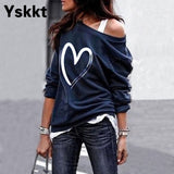 Yskkt Long Sleeve One Shoulder Pullover Sweatshirt for Women
