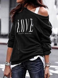Yskkt Long Sleeve One Shoulder Pullover Sweatshirt for Women