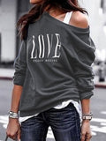 Yskkt Long Sleeve One Shoulder Pullover Sweatshirt for Women