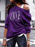 Yskkt Long Sleeve One Shoulder Pullover Sweatshirt for Women