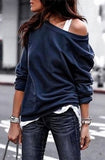 Yskkt Long Sleeve One Shoulder Pullover Sweatshirt for Women