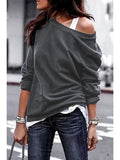 Yskkt Long Sleeve One Shoulder Pullover Sweatshirt for Women